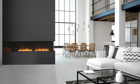 Ecosmart Fire Flex 122RC.BX2 Right Corner Fireplace Insert - Black Finish / Stainless Steel Burner - ESF.FX.122RC.BX2